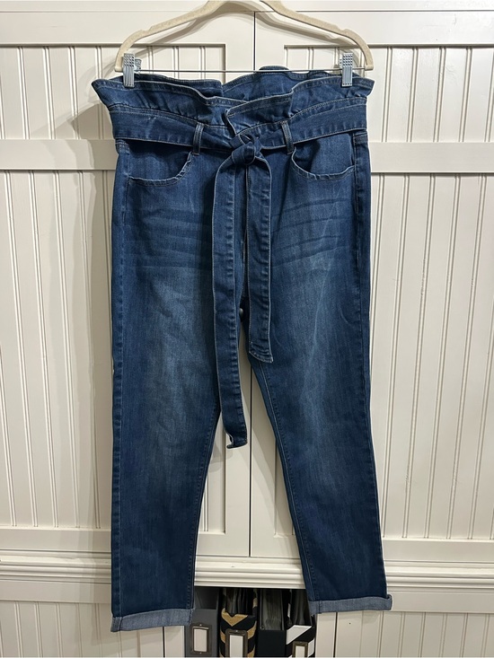 C’Est Toi Denim - C’Est Toi High-Waist Tie-Belt Paperbag Jeans — Blue size 15